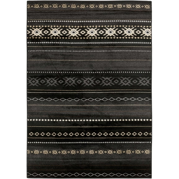 BoutiqueRugs Fogertown Southwestern Area Rug - Black, Charcoal, Gray - 1'10" x 2'11"