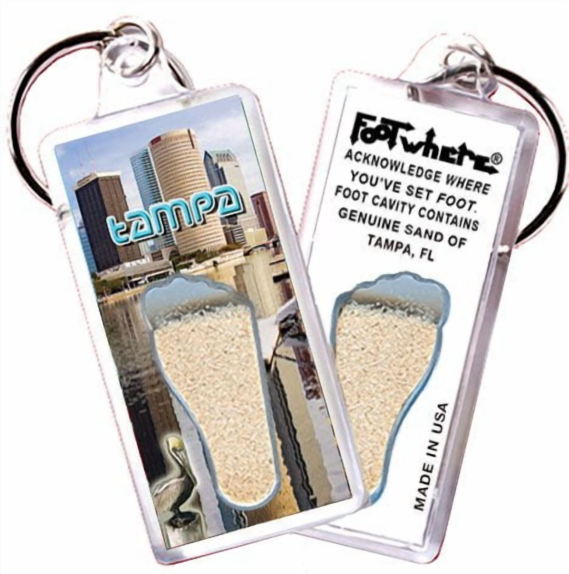 Tampa FootWhere Souvenir Keychains. (TP100 - Assorted) 6 Piece Set.