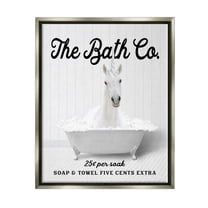 Stupell Industries Bubble Bathtub Unicorn Animals & Insects Painting Gray Floater Framed Art Print Wall Art, 25 x 31