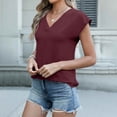 thumbnail image 5 of Red Women's Short Sleeve T-shirt, Summer Tops For Women Loose Bat Sleeve Tee Shirt Short Sleeve Blouse Casual Shirts V Neck Tunic Tops,Women's Short sleeve T-shirt XL, 5 of 9
