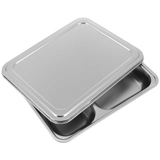 Travelwant Large 6 Compartment Cafeteria Food Tray, Cafeteria Eating Mess  Tray, Heavy Duty Divided Dinner Plate for Travel, Picnic - Silver 