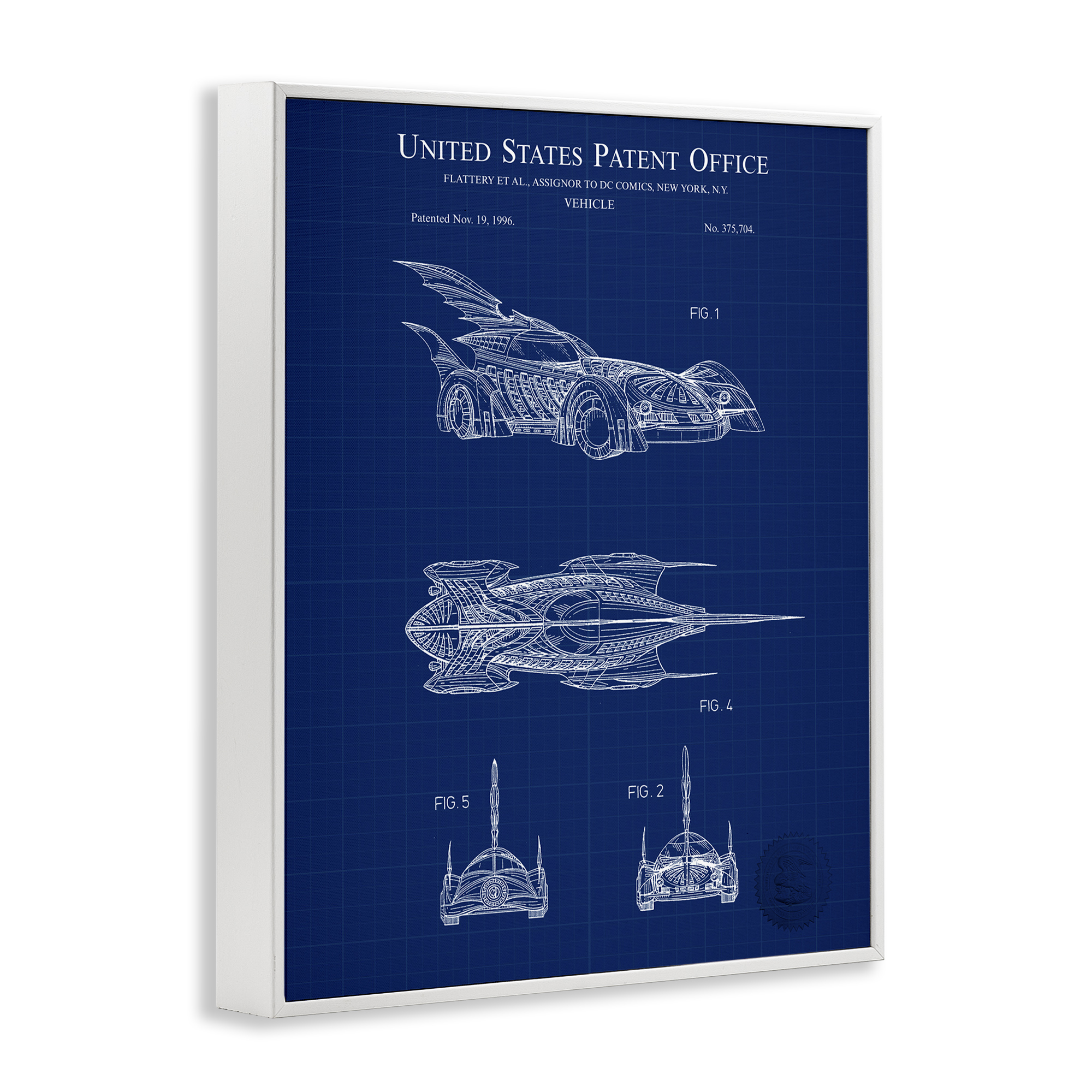 Stupell Industries Character Car Blueprint Transportation Painting White Framed Art Print Wall Art, 11 x 14