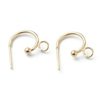 304 Stainless Steel Half Hoop Earrings Real 24K Gold Plated 19x15x2.5mm Pin: 0.7mm