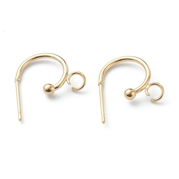 10 pc 304 Stainless Steel Half Hoop Earrings Real 24K golden Plated 19x15x2.5mm Pin: 0.7mm