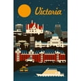 thumbnail image 3 of Decorative Tea Towel, Apron Victoria, British Columbia, Retro Skyline, Unisex, Adjustable, Organic Cotton, 3 of 3
