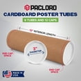 thumbnail image 2 of 3" x 12" Reinforced Kraft Paper Mailing Tubes, Pack of 6 Tubes with 2 Caps Each – USPS Approved Poster Tube – Made in USA Cardboard Tube for Shipping and Storing Posters, Prints, Artwork, or Documents, 2 of 4