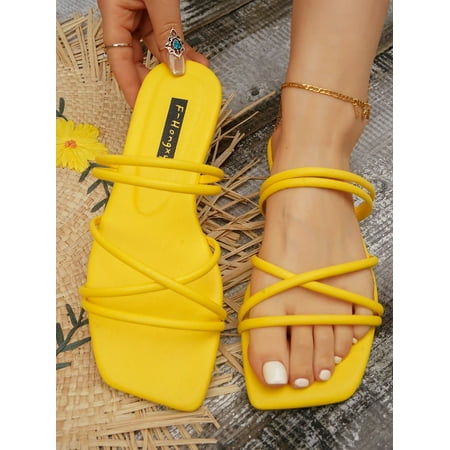 

Women Comfortable Multi Strap Flat Sandals Elegant Coffee Brown Slide Sandals