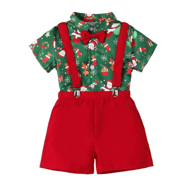 Conjunto de traje para niño, conjunto navideño, camisa, juego de rol con pajarita, disfraz navideño Clip de manga corta