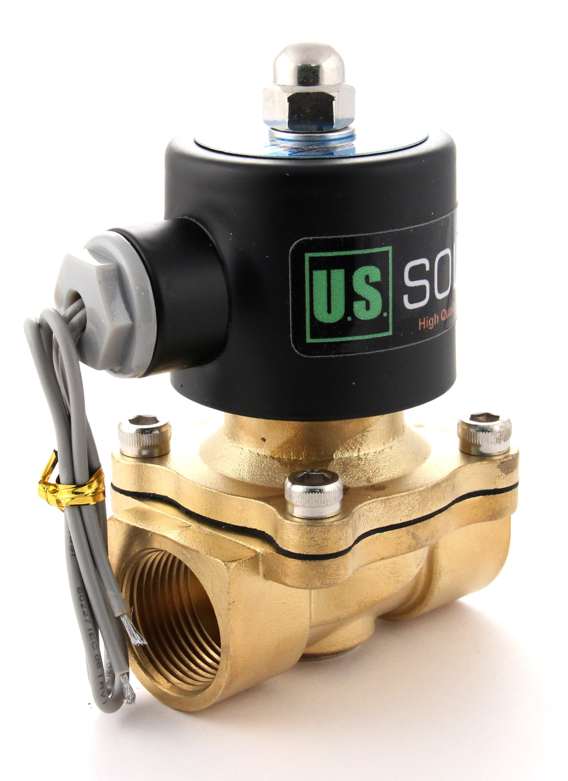 U.S. Solid 3/4' NPT Brass Electric Solenoid Valve AC 24V VITON Semi-Direct Normally Closed