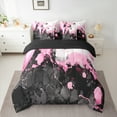 thumbnail image 2 of Manfei Abstract Marble Twin Bedding Sets 7pcs, Black Pink White Bedding Comforter Set, Modern Watercolor Marbling Sheet Sets, Luxury Bedroom Decor, 2 of 8