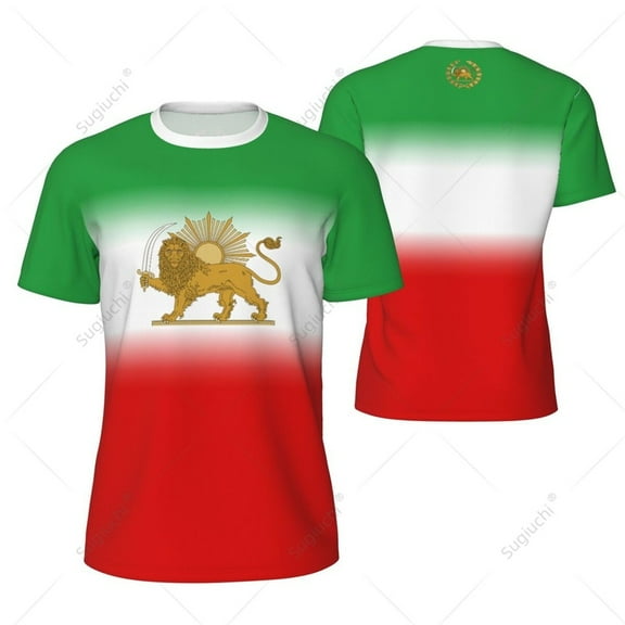 Sports Mesh T-shirt Emblem Of Iran Lion And Sun Flag 1423-1979 For Running Bike Soccer Tennis Football Fitness Tees 3D Printed
