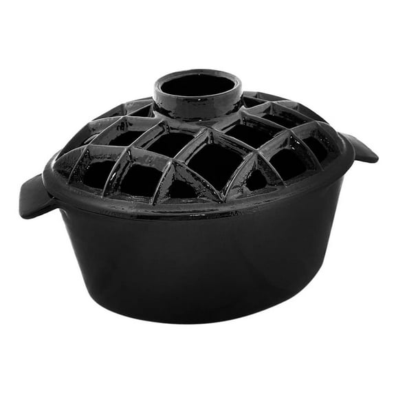 Minuteman International Cast Iron Wood Stove Lattice Top Steamer, Black
