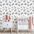 thumbnail image 3 of Peel and Stick Wallpaper Hand Drawn Ribbon Bows Small Stars Black White Wall Mural 23.6in x 9.8ft Self Adhesive Removable Wall Paper Renter Friendly Wallpaper for Nursery Bedroom Cabinets, 3 of 8