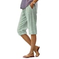 thumbnail image 3 of VBVC Women's Elastic Waist Striped Capri Pants, Knee Length Bermuda Shorts For Women, Ladies' Summer Breathable Cropped Trousers with Pockets,Army Green,S-2XL, 3 of 8