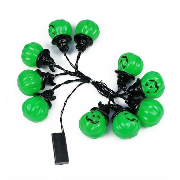 Halloween String Lights 79 Inch Green Pumpkin Led Lights Battery Operated Halloween Decorations Outdoor Lights for House Porch Indoor Holiday Party Decor