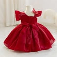 thumbnail image 5 of Miluxas Flower Girl Dresses for Wedding Beads Vintage Pageant Dress Communion Gown with Bow Knot Red 2 Years, 5 of 5