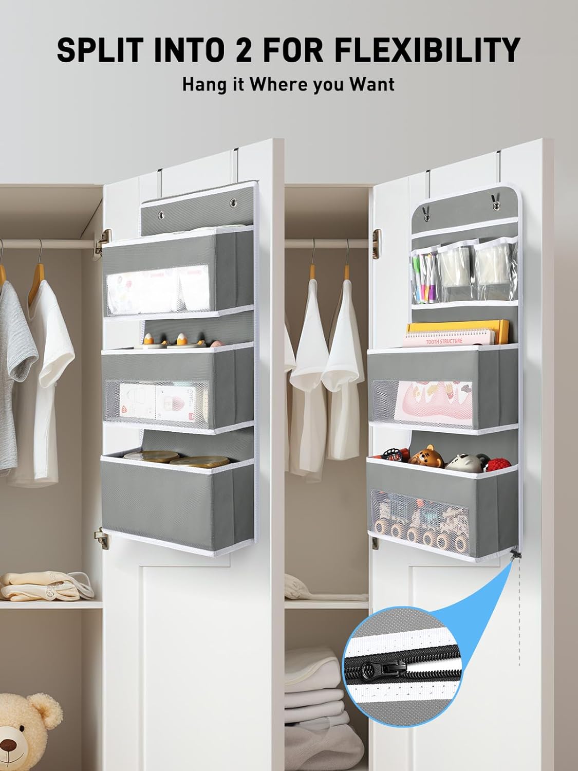 LazySpin 6-Shelf Over the Door Organizer, Gray photo 4