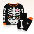 thumbnail image 2 of SILVERCELL Boys Girls Brother and Sister Matching Glowing Outfits Kids Halloween Skeleton Printed T-shirts Top + Pants 2Pcs Pajamas Set 2-8T, 2 of 8