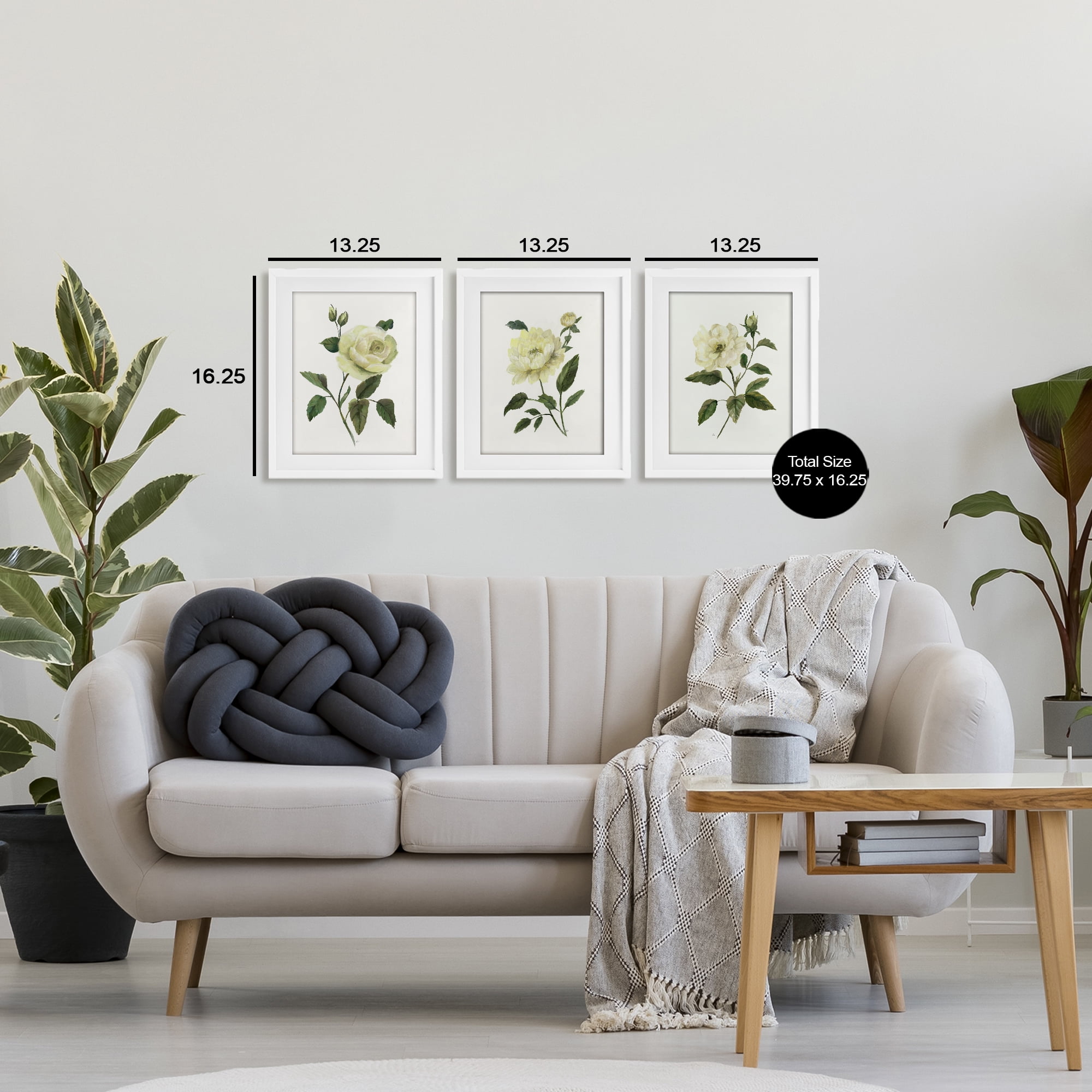 Stupell Industries Ivory Budding Garden Flowers 3 Piece White Framed Print Under Glass Set, design by Nan