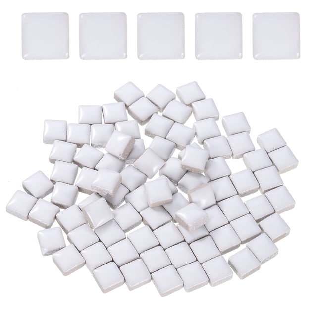 Azulejos de mosaico cuadrados de 100g, azulejos de cerámica de mosaico, 0.4 x 0.4 pulgadas, blanco