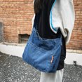 thumbnail image 2 of Bolso Bandolera Retro Versátil Btafrte Mezclilla Gran Capacidad Azul Oscuro, 2 of 9