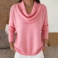 thumbnail image 3 of vdgthytj Sweaters for Women Long Sleeve Cowl Neck Loose Casual Fashion Solid Fall Winter Pullover Tops(Medium,Pink), 3 of 3