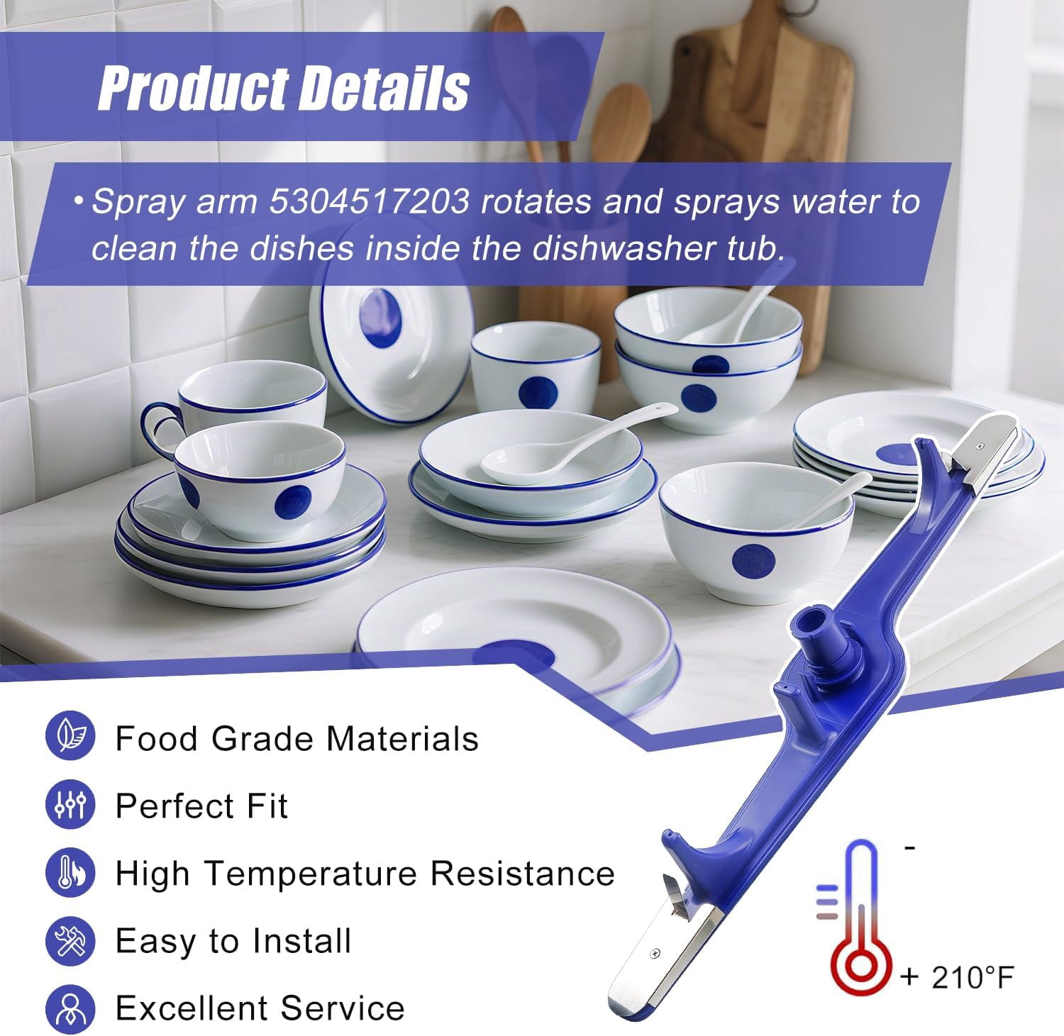 RVKXHD 5304517203 Dishwasher Lower Spray Arm Replacement – Compatible with Frigidaire, Kenmore & More – Replaces 154568001, 154414101, 154250901, 154568002, PS12585623, AP6783883