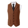 thumbnail image 2 of RYDCOT Men's Lapel Single Breasted Suit Vest V-Neck Sleeveless Vest Slim Fit Casual Vests Orange, 2 of 6