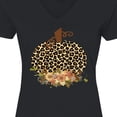 thumbnail image 4 of Inktastic Cheetah Print Pumpkin Women's V-Neck T-Shirt, 4 of 5