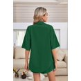thumbnail image 5 of Women 2 Piece Outfit Summer Short Sleeve Top and Shorts Sweatsuit Set Green S, 5 of 7