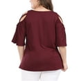 thumbnail image 4 of Agnes Orinda Women's Plus Size Valentines Day Summer Strappy Cold Shoulder Trumpet Sleeve Blouse 1X Red, 4 of 8