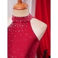 thumbnail image 5 of YONGHS Kids Girls Sparkle Ice Skating Modern Contemporary Ballet Latin Lyrical Dance Dress Burgundy 16, 5 of 7