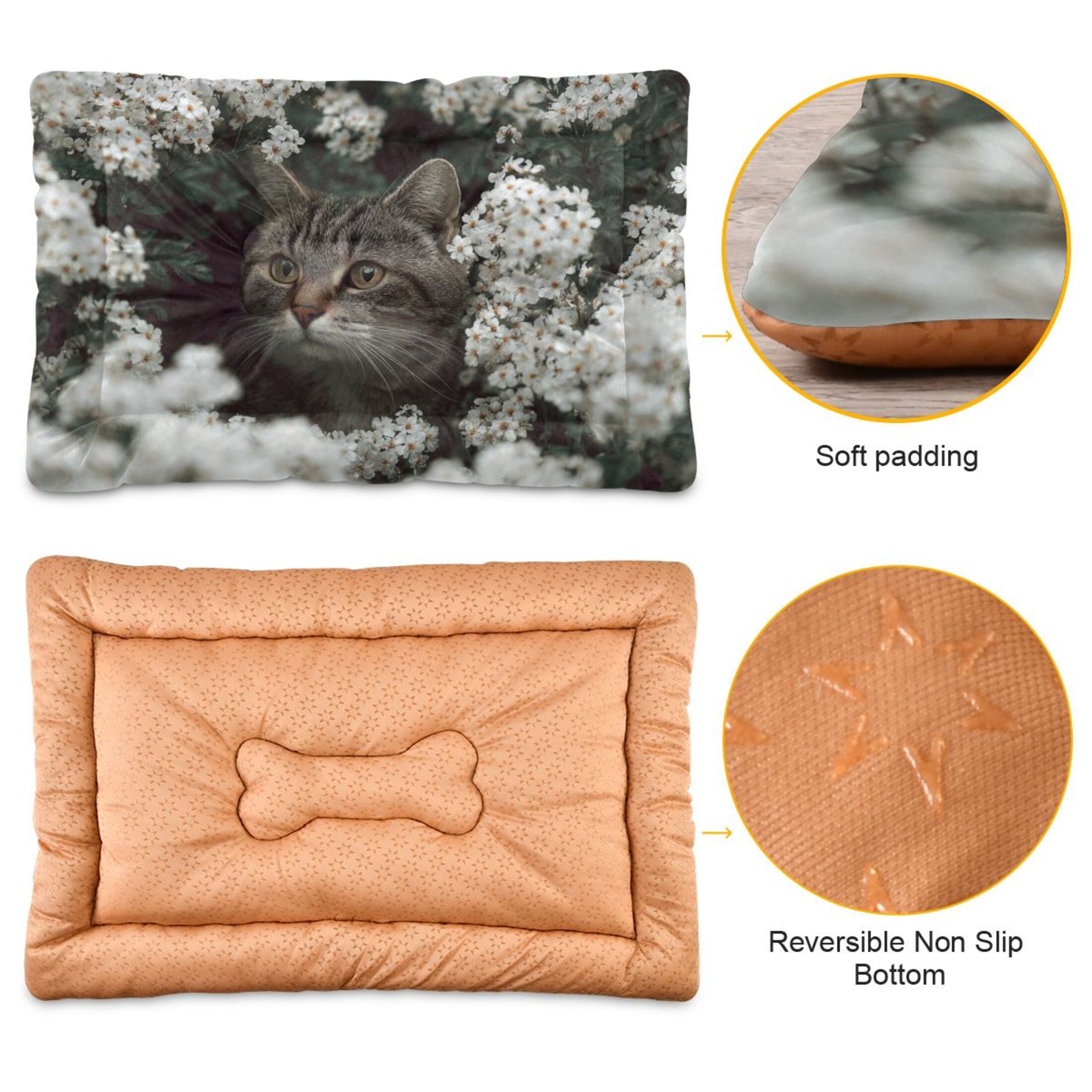 Cozy Mat Pet Bed Indoor Outdoor Warm Soft For Cat Dog Puppy(S/M) Tiny Blossoms