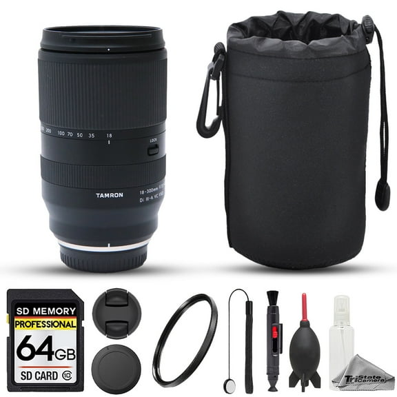 Tamron 18-300mm f/3.5-6.3 Di III-A VC VXD Lens - 8pc 64GB Memory Bundle (International Version)