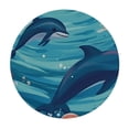 thumbnail image 2 of Awypu  Round Fitted Tablecloth Cartoon Dolphin Sea Animals Table Cloth with Elastic Edged Waterproof Wipeable Round Table Cover for Patio Parties Outdoor Decor White, 2 of 7