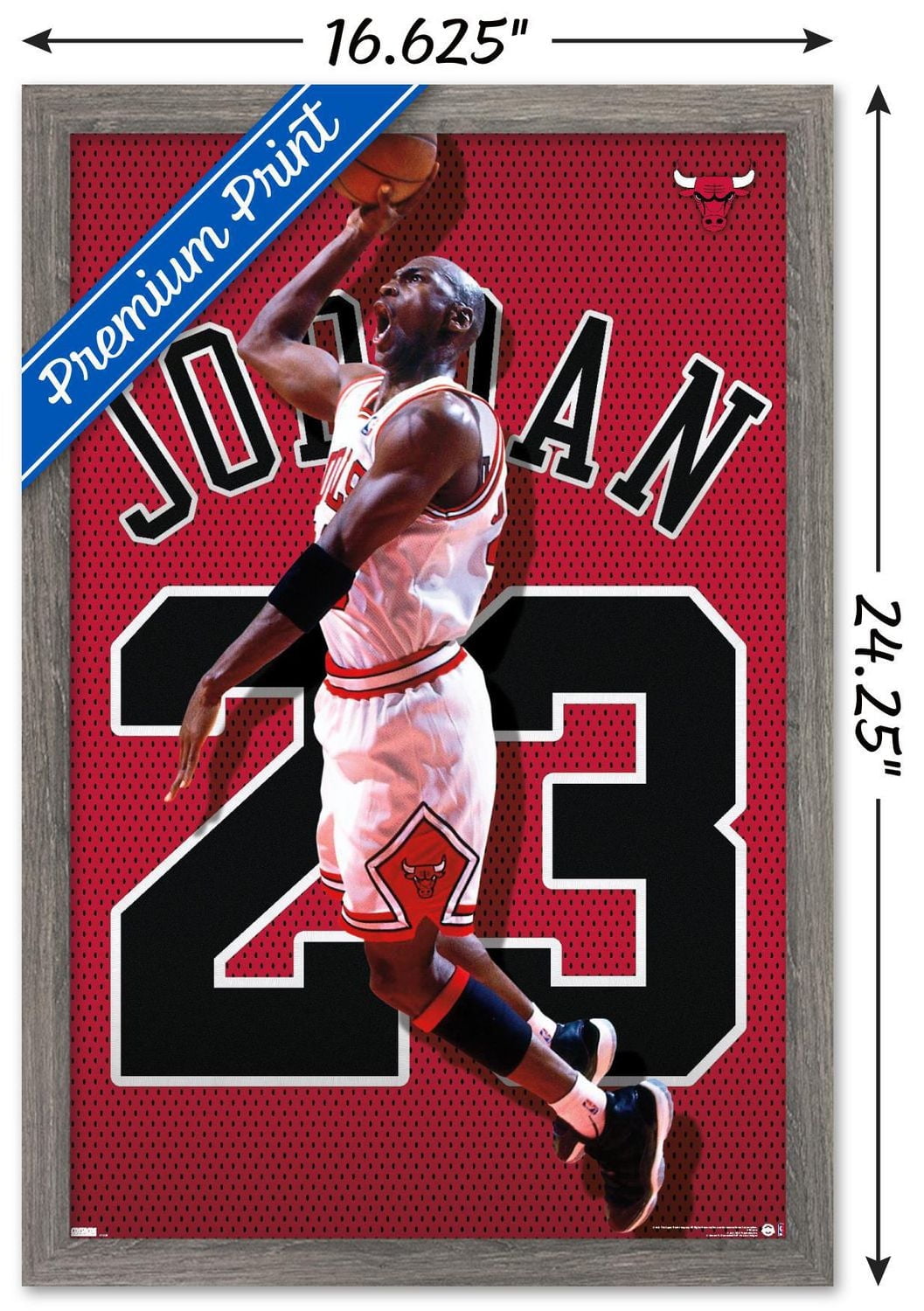 Michael Jordan - Jersey Wall Poster, 22.375" x 34" Framed