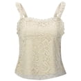 thumbnail image 7 of Elegant Lace Camisole Tank Tennis Top for Everyday Resort Wear Women's Sleeveless Bow Detail Blouse Spring Summer Beige L, 7 of 7
