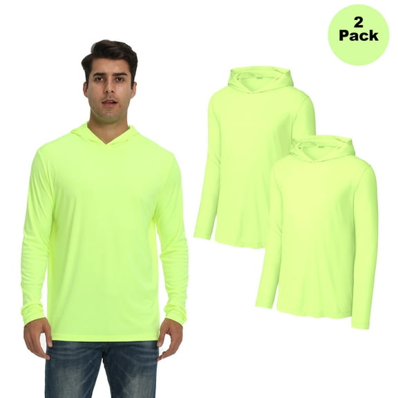 Zfeel Safety Dry Fit Hoodie for Men, Hi Vis Durable Moisture-Wicking 2 Pack Hoodie, Safety Neon Yellow, S