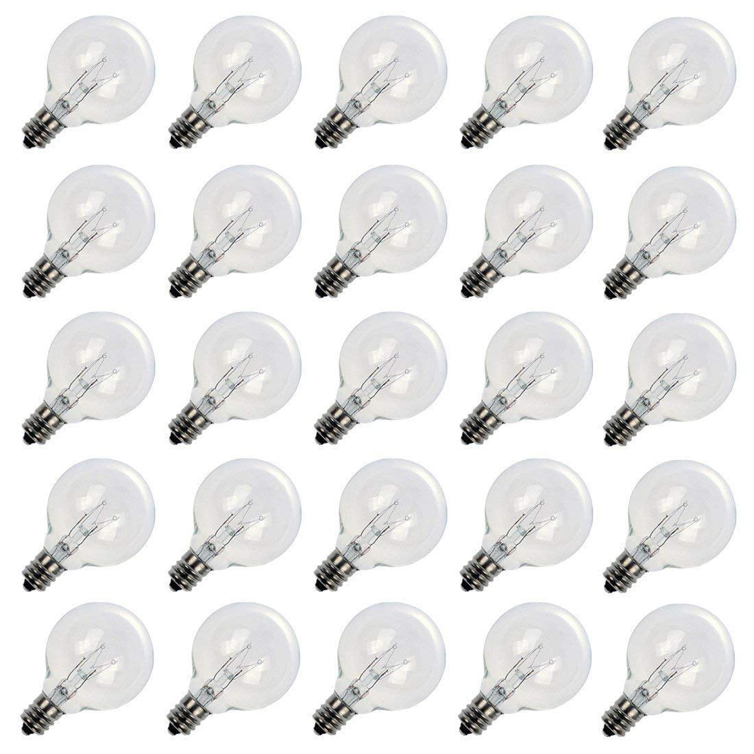 Clear Globe G40 Screw Base Light Bulbs, 1.5Inch, Pack of 25