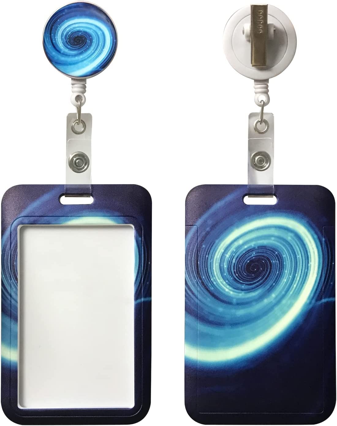 Personalized Retractable Badge Holder with Reel Clip, Vertical Style