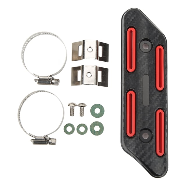 Protector térmico para tubo de escape universal para tubos de 27 a 51 mm, motocicletas, vehículos todo terreno, bicicletas de montaña, scooters, color rojo