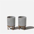 thumbnail image 1 of Veradek Mason Series Raised Demi 12" Plastic-Stone Planter with Stand - 2-Pack Gray/Brown, 1 of 10