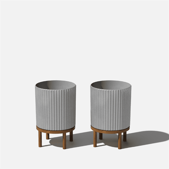 Veradek Mason Series Raised Demi 12" Plastic-Stone Planter with Stand - 2-Pack Gray/Brown