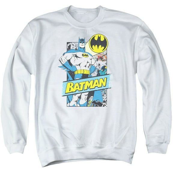 Batman Out Of The Pages Adult Crewneck Sweatshirt White