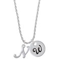 thumbnail image 1 of Delight Jewelry Silvertone Small Gelato Script Initial - N - Silvertone Script Initial Disc - W - Charm Necklace, 20"+3", 1 of 4