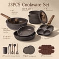 thumbnail image 2 of CAROTE 23-Piece Nonstick Pots and Pans, Granite Cookware Set with Detachable Handle, Induction Compatible, Oven & Dishwasher Safe, Brown, 2 of 8