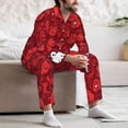 thumbnail image 6 of KLL Playful Red Cartoon Faces Sleepwear Mens Flannel Pajamas,Long Cotton Pj Set, 6 of 7