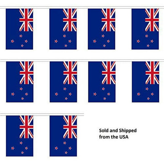 30' New Zealand String Flag Party Bunting Has 30 New Zealander 6"x9" Polyester Banner Flags Attached, Popular For School Classroom, Special Events, Bars, Restaurants, Country Theme Parties