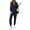 Navy Blue, variant on Women's Waffle Knit 2 Piece Outfits Lounge Sets 1/4 Zip Up Pullover Long Sleeve Top Jogger Sweats Track Suits Set,Navy Blue,M