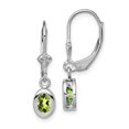 thumbnail image 1 of 925 Sterling Silver Oval Peridot Leverback Earrings Drop Dangle, 1 of 6